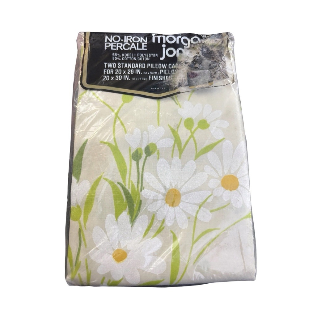 Morgan Jones Standard Pillow Cases Daisies Floral Vintage Made In USA NOS 20x26